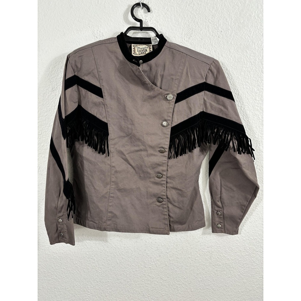 Vintage Wrangler Silver Lake Jacket Womens XL Purple Western Fringe Cowgirl 90s